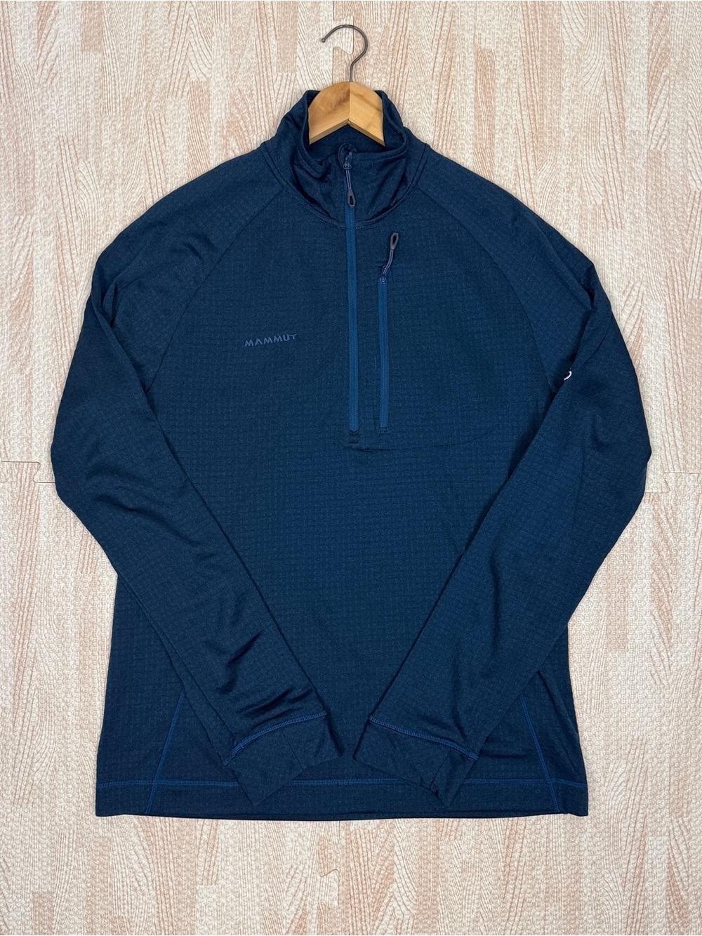 Mammut Men’s Elwha 1/2 Zip Fleece Jacket Lightweight Mid Layer Blue Hike Size L